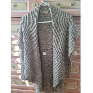 SIMPLY NATURAL Greyish/Brown/Taupe Cardigan Round Sweater Alpaca Duster